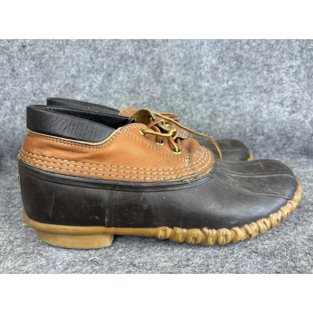 LL Bean Maine Hunting Shoes Mens Size 9 Brown Leather Rubber Duck Boots Made USA